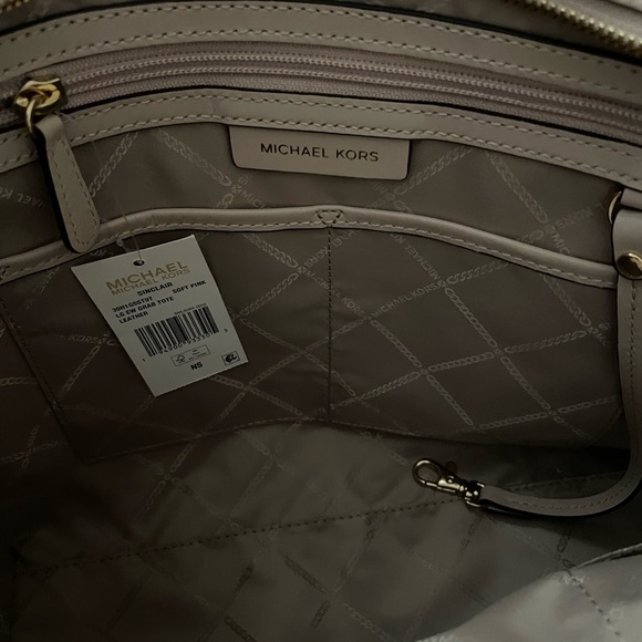 NEW***MICHAEL KORS Sinclair East West large studs leather large tote bag - PINK - Picture 13 of 14